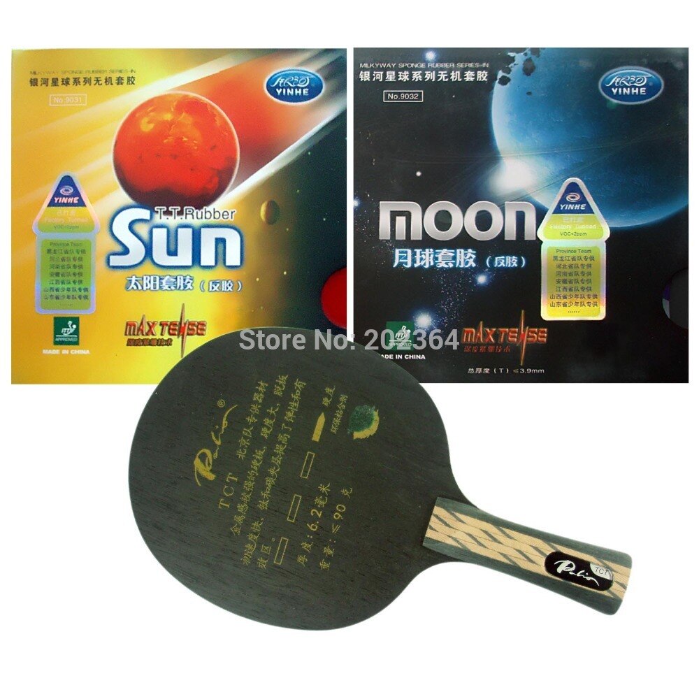 Palio TCT Table Tennis Blade with Galaxy YINHE Sun / Moon Rubber with Sponge Long shakehand FL
