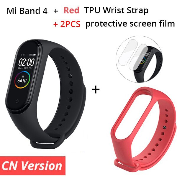 Original Xiaomi Mi Band 4 Smart Bracelet 3 Color AMOLED Screen Miband 4 Fitness Traker Bluetooth Smartband: CN n Red Starp