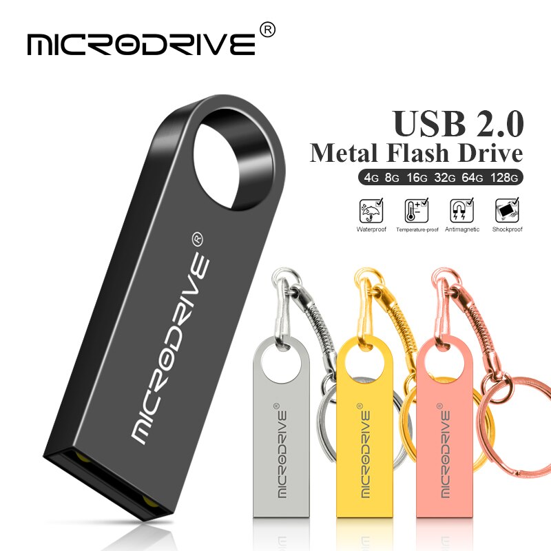 100% Unidad Flash USB de capacidad Original 128GB supervelocidad USB 3,0 memoria USB 3,0 64gb 32gb 16 pendrives metal plateado gb