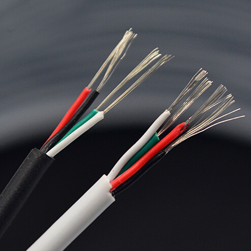 Pvc 4 kerner afskærmet signal ledning hovedtelefon kabel ledning sort hvid dia 3mm diy usb kabel 1m