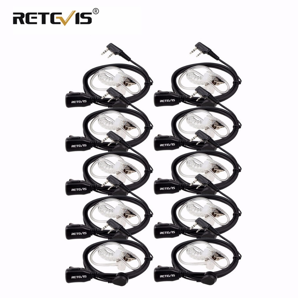 10pcs PTT MIC In-ear Earpiece Walkie Talkies Headset For Kenwood For Baofeng UV5R UV82 888S Retevis H777 RT22 For TYT For Puxing