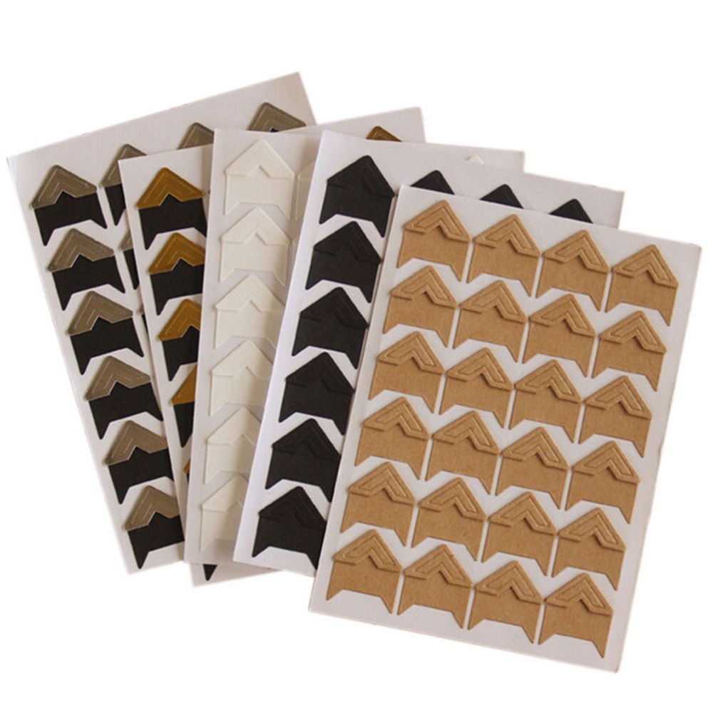 24 pcs/1 Sheet Photo Corner Stickers DIY Vintage Corner kraft Paper Stickers for Photo Albums Frame Decoration Scrapbooking
