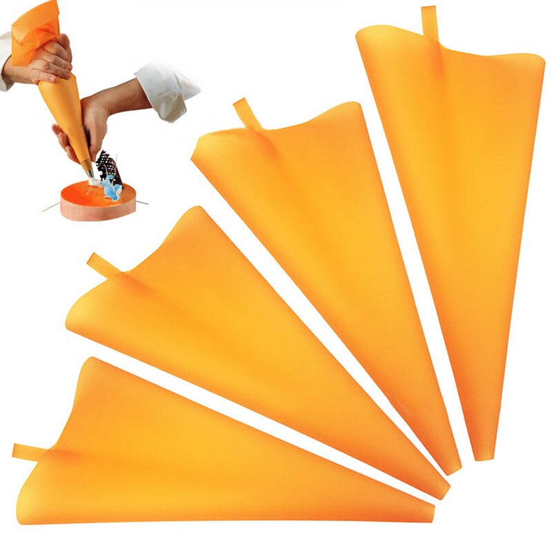 Sac de pâtisserie en Silicone réutilisable tuyauterie outils de décoration de gâteau bricolage Cupcake nouveaux sacs de pâtisserie gâteaux de cuisine pâtisserie fournitures Orange