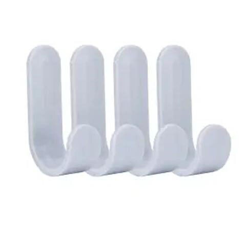 4pcs/set Towel Hooks Plastic Door Hangers Self Adhesive Wall Hangers Hat Racks Keys Hanger Home Decor: Gray
