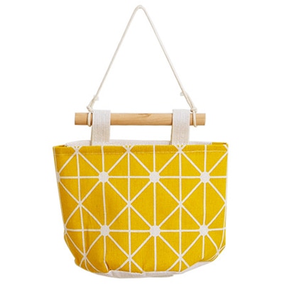 Pattern Cotton Linen Hanging Storage Bag Wall Mounted Wardrobe Hang Bag Wall Pouch Cosmetic Toys Organizer: C 5