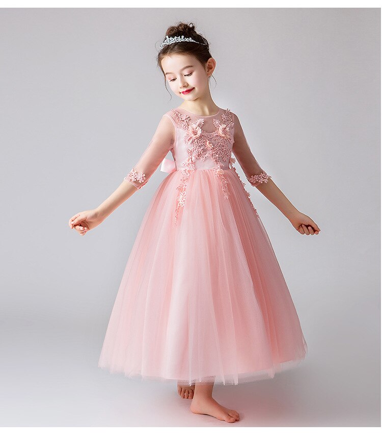 Girl's dress Birthday Banquet Embroidery Dress Girls School Party Dinner Dresses for Graduation Ceremony vestido chines