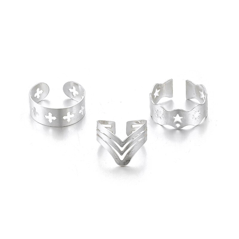 Tocona eenvoudige geometrische sterren maan zilverkleurige ringen voor vrouwen punk boho gezamenlijke vinger ringen set sieraden accessoires: 8922
