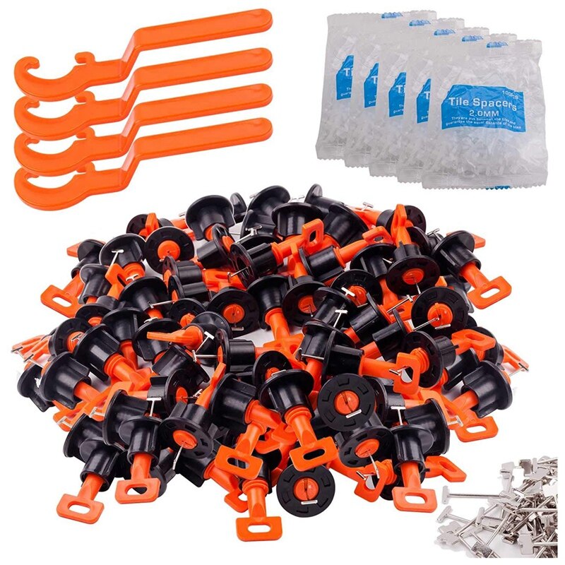 Tile Leveling System Kit With 100Pcs Tile Leveler &amp; 4 Special Wrenches &amp; 500Pcs 2Mm Tile Spacers: Default Title