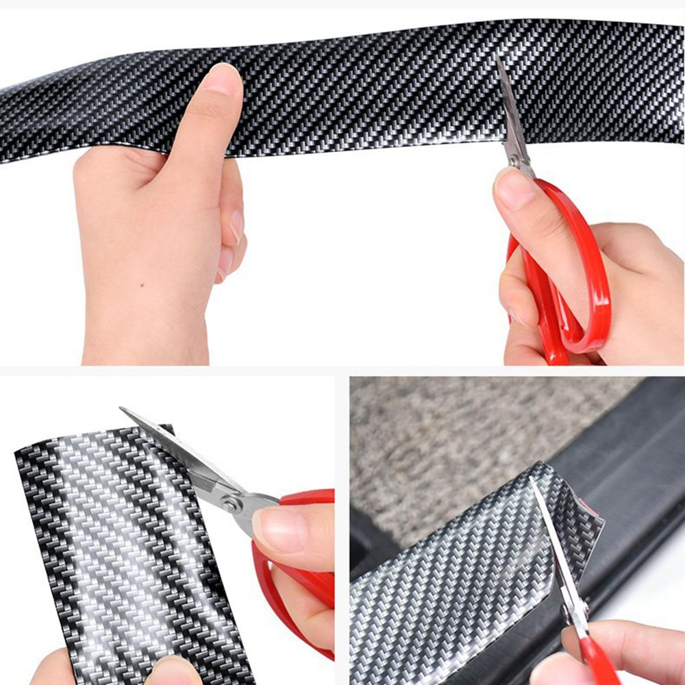2.5m bil dørbeskytter bil styling karbonfiber utseende myk gummi støtfanger stripe gjør det selv dørterskel beskytter bil klistremerke tilbehør