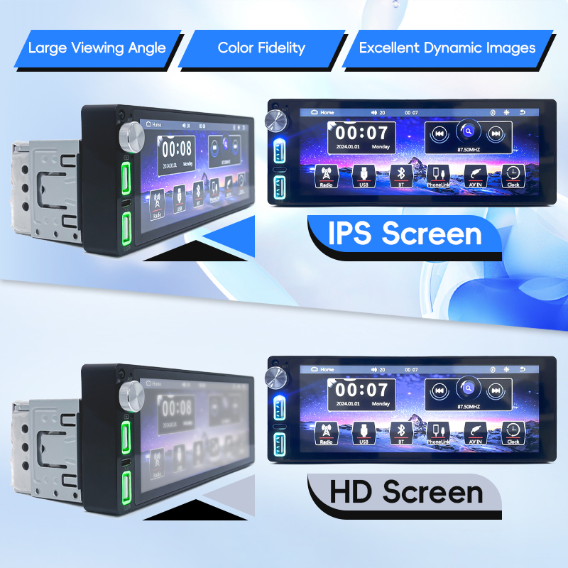 Radio de coche Audio 1Din Universal 6,86 pulgadas reproductor de vídeo Multimedia para coche pantalla IPS Bluetooth 5,0 USB/tipo-c carga soporte cámara