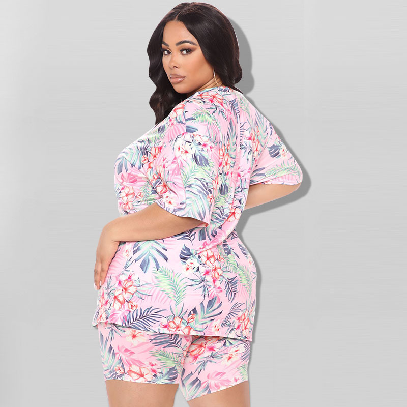 Roze Shorts Set Vrouwen Twee Stuk Plus Size Set 5XL 4XL 3XL Oversized 2 Delige Set Femme Grote Maat casual Zomer Bijpassende Set