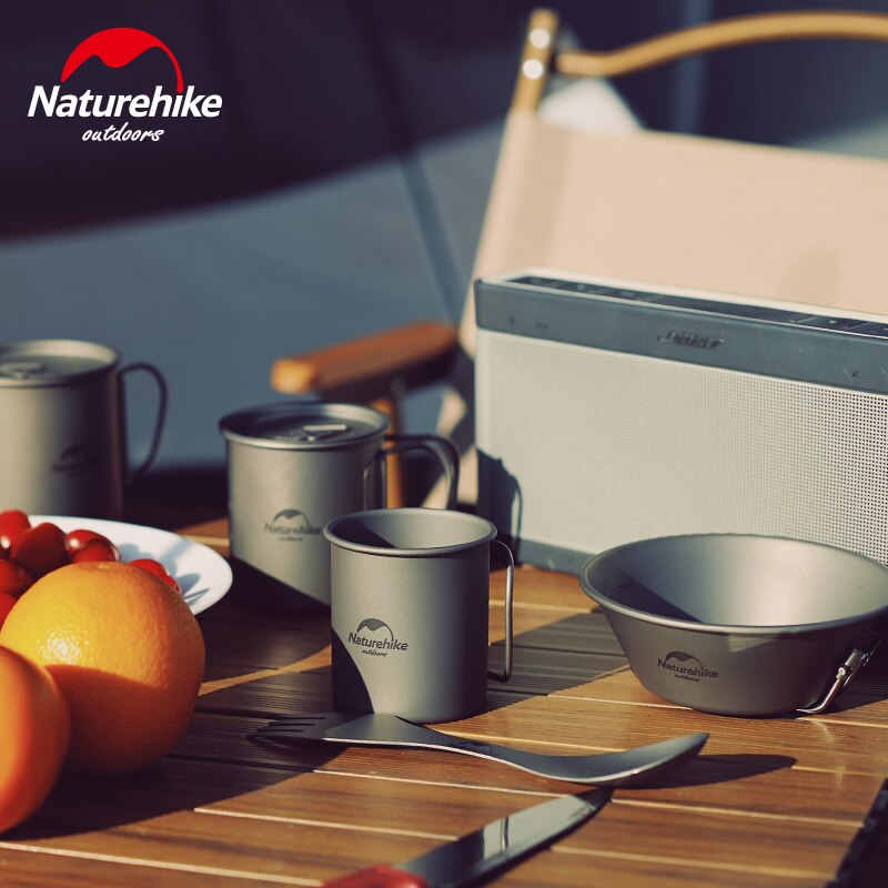 Naturehike Titan Tasse Camping Titan Schüssel draussen Geschirr Becher mit Faltbare Griff Tragbare Kochgeschirr für Wandern Picknick