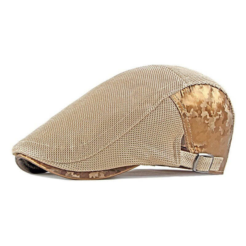 Hombres Mujeres boina gorra de retazos de malla ahuecada ajustable sombra de sol sombreros de pico accesorios para la cabeza al aire libre ZH: Rojo
