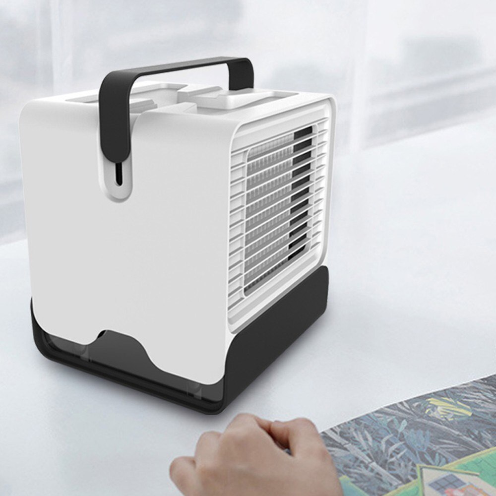 Mini Draagbare Airconditioner Ventilator Usb Desktop Luchtkoeler Kantoor Slaapzaal Cooling Mobiele Ventilator Met Led Verlichting