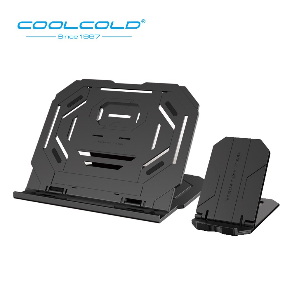 COOLCOLD Laptop Stand Tablet PC Stand Height Adjustable Laptop Cooling Pad Portable Foldable Phone Stand Support 12-15 inches: Black