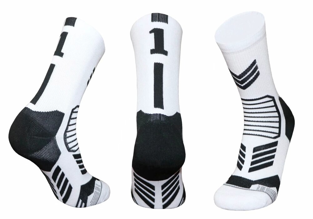 Freies kollokation 0-9 anzahl Basketball Socken Dicke Sport Radfahren Socken Nicht-rutsch Langlebig Skateboard Handtuch Boden Socken: 1 white 1pcs