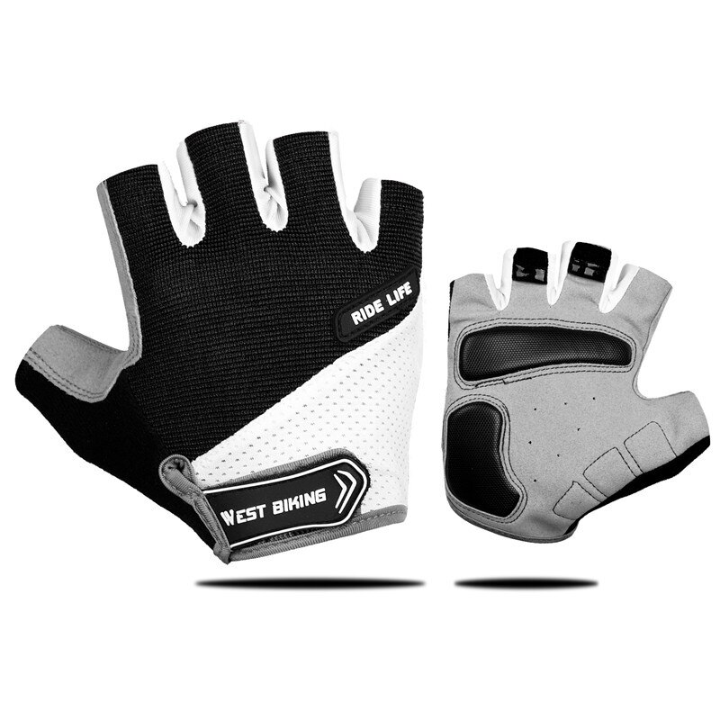 Fiets handschoenen fiets handschoenen fiets handschoenen antislip schokdempend ademend halve vinger korte sport handschoenen accessoires voor mannen vrouwen: Zwart / Xl