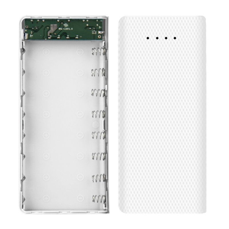 Indicator Dual USB 8x18650 Battery Case Power Bank Shell Portable External Box without Battery Powerbank Protector