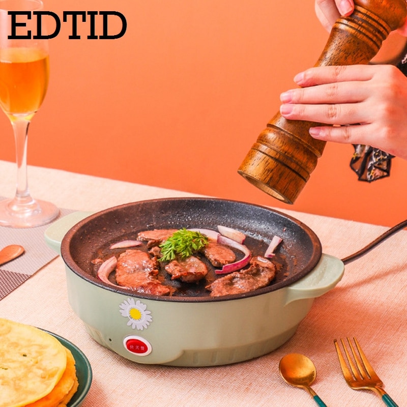 EDTID 220V Mini Electric Cooking Pot Multifunction Rice Cooker Pot Noodles Egg Soup Steamer Non-stick Linner Electric Cooker
