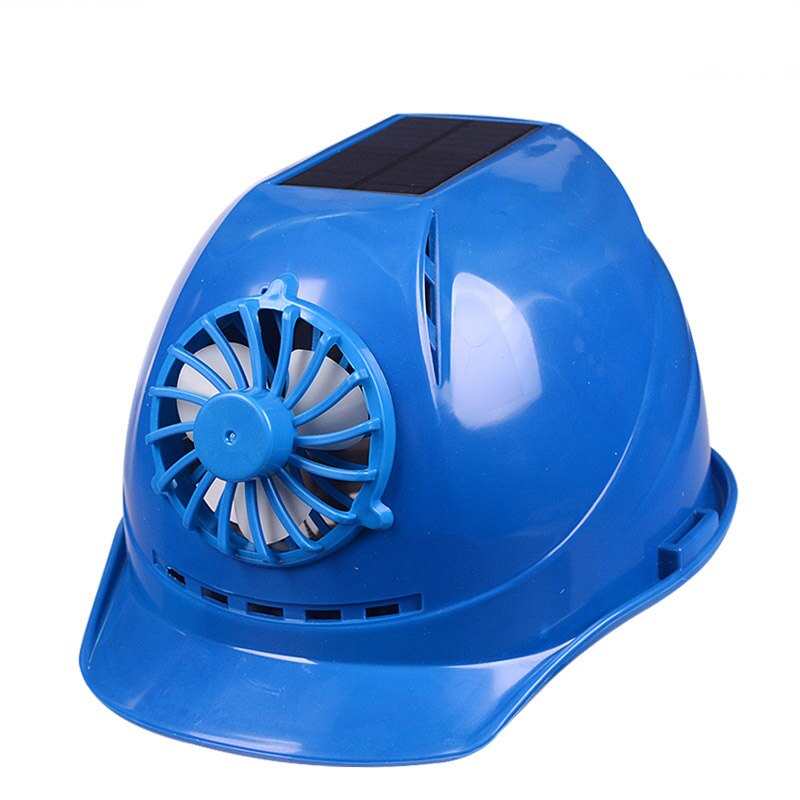 Solar Fan Working Helmet Adjustable Ventilation Sunscreen Construction Engineer Safety Hard Hat For Men Worker Cap: Style2-Blue