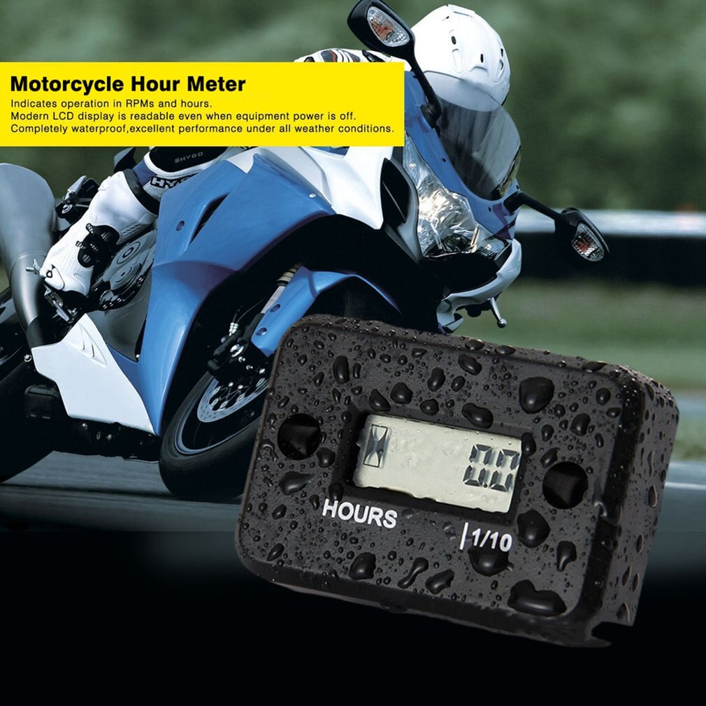 Waterproof Digital Hour Meter LCD Display Portable Engine Gauge Hour Meter For Motorcycle/Boat Engines Counter Hour Meter