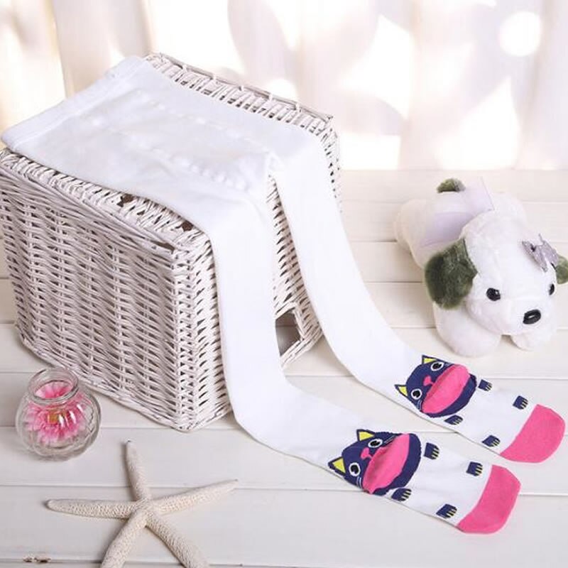 Leuke Dier Geometrie Kinderen Meisje Panty Panty Kous Katoen Kind Baby Meisje Panty Kousen Kinderen Panty: White / 120-140 CM