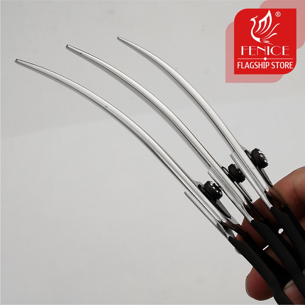 Fenice 7.0 7.5 8.0 Inch Black Grooming Scissors Curved Shear for Teddy/Pomeranian Dogs Pet Grooming Tools JP 440C