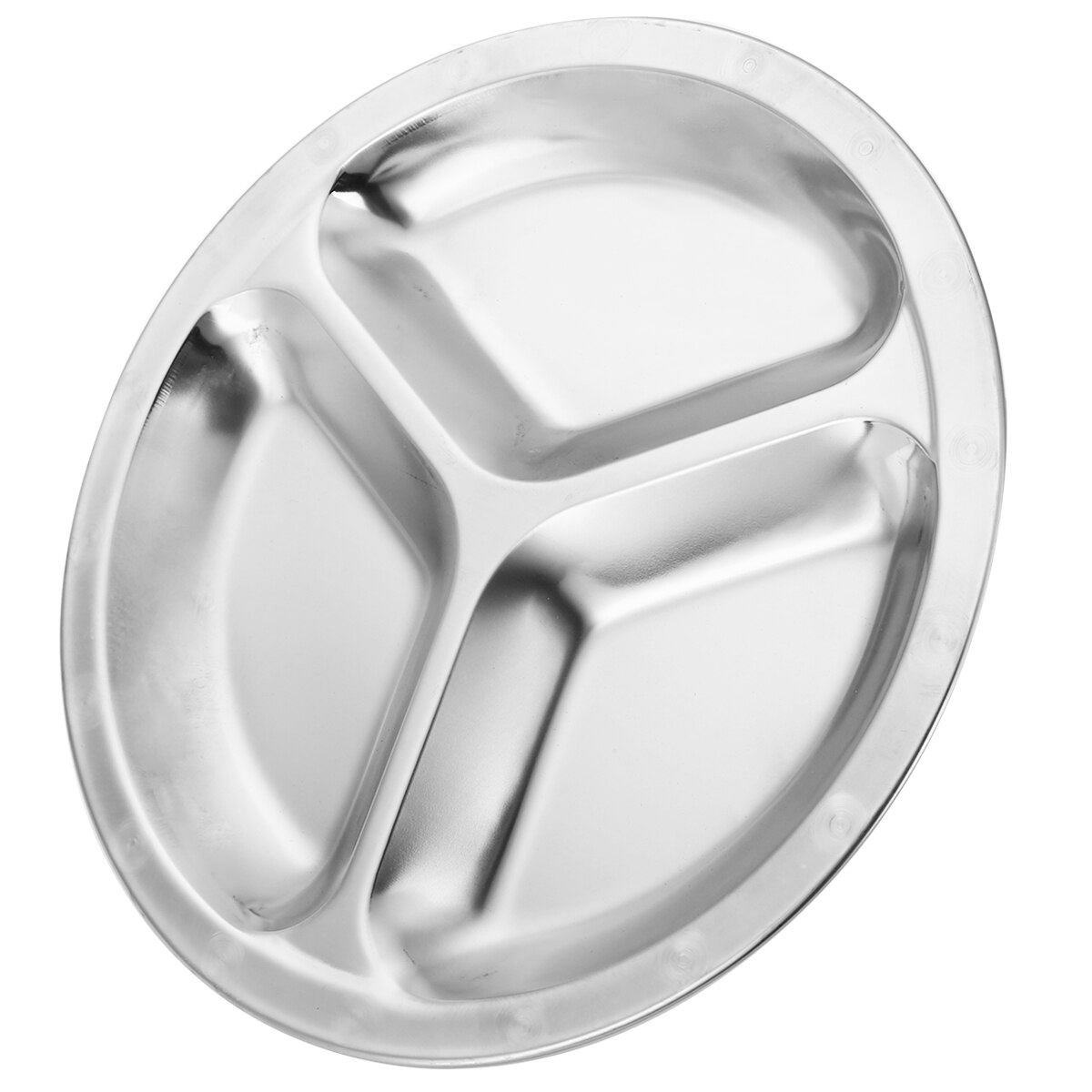 1pc Stainless Steel Dish 22/24/26cm 3 Sections Round Divided Dishes Snack Dinner Plate Kitchen Dinnerware