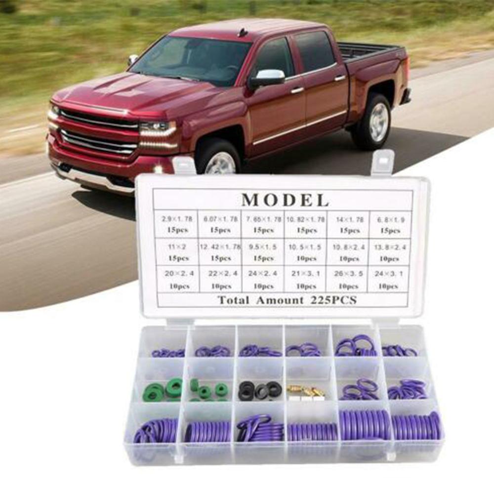 225Pcs Mixed Size R22/R134a Air Conditioning Compressor Seal O-ring Gaskets Set Repair Car Air Conditioning Rubber O-Ring Tools