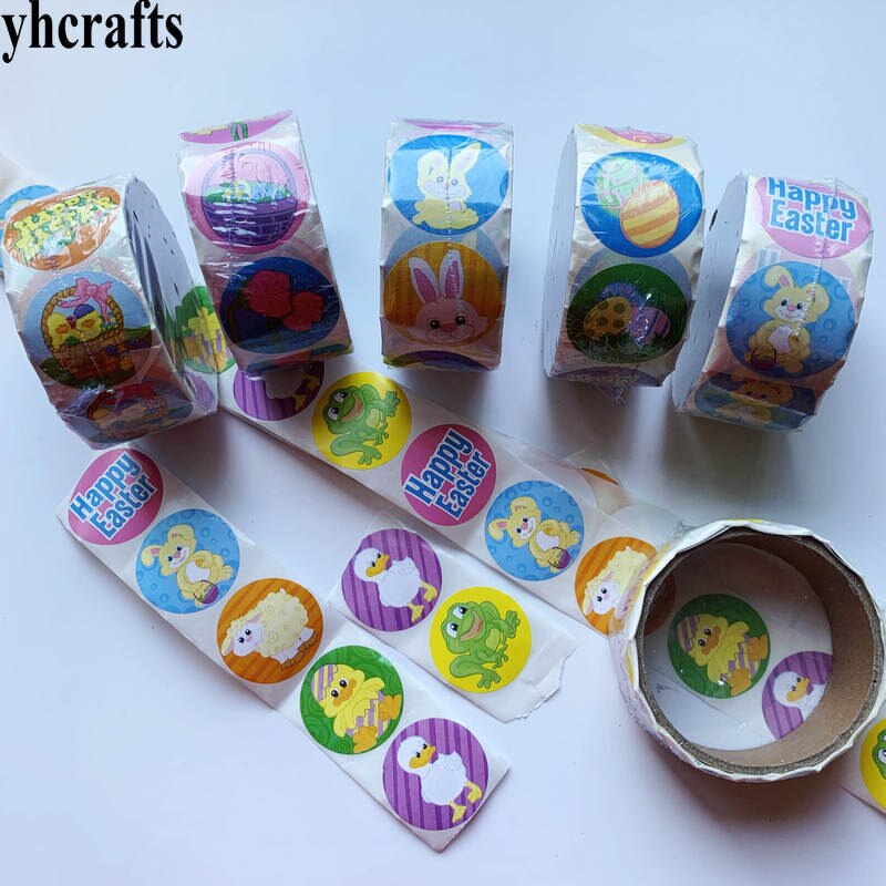 1 Roll(100PCS)/LOT pinguino adesivi di carta Ragazze regali di compleanno Per Bambini fai da te giocattoli Scuola Materna articoli di attività oggetti Decorativi di Favore: 100PCS easter