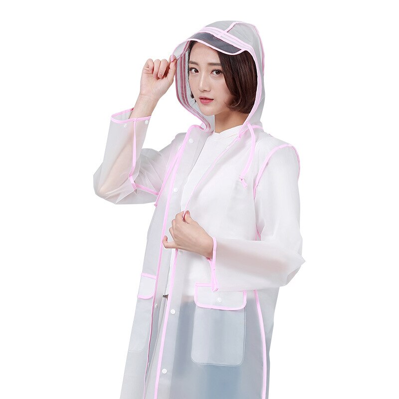 Gjennomsiktig regnfrakk herre og dame regnfrakk plus size hette antisivings vindjakke motorsykkel regntrekk camping unisex poncho: Rosa / Xxl