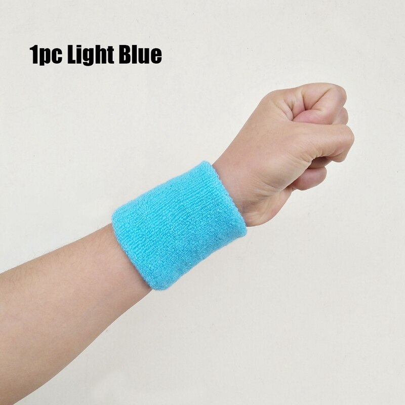 1PC Bunte Sport Schweißband Armbänder Baumwolle Faser Schweiß Handgelenk Guards Jugendliche Weichen Bequemen Hand Band Sport Zubehör: Light Blue