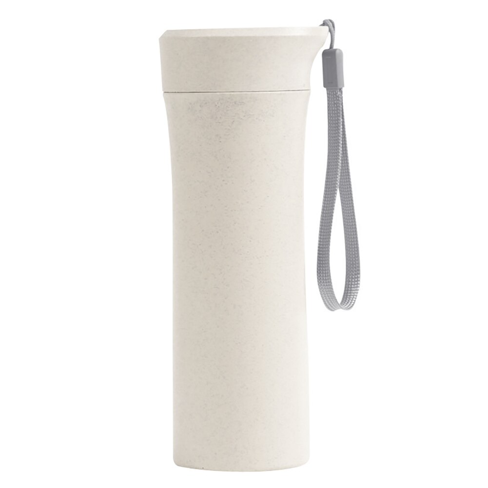 400-500ml vandflaske simpel hvedestrå kop med låg kop studerende bærbar tote rejse kop plast drikkevand kop 1pc: Gul