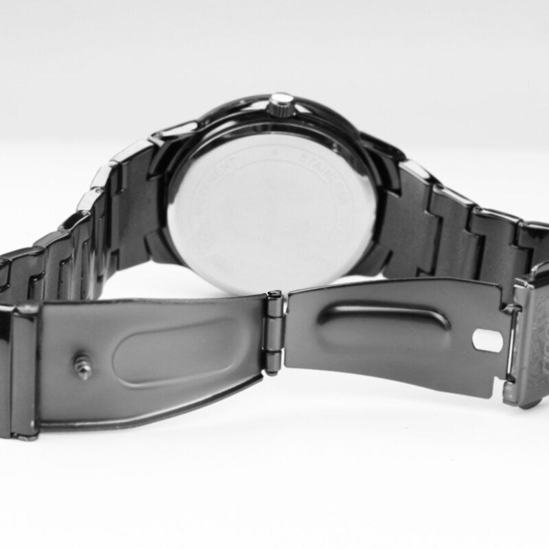 Sinobi merk paar schrijf horloge zwarte kleur armband sluiting quartz polshorloge voor dames en heren