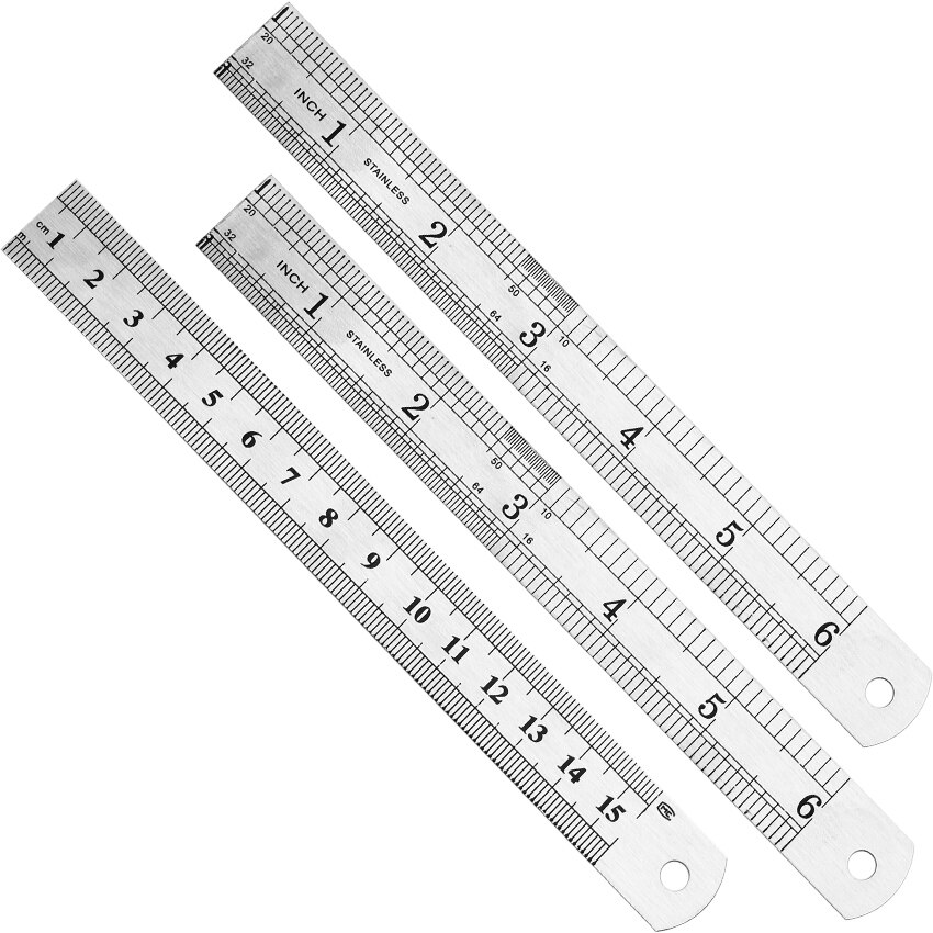 1 PC 15cm 6 Inch Stainless Steel Metal Straight Ruler Precision Double Sided Learning Office Stationery Drafting Supplies