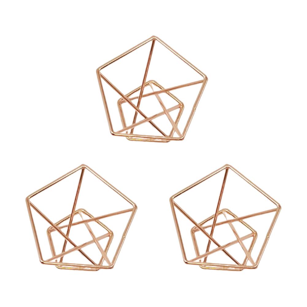 3 stk geometrisk blomsterstativ stander bregne plantestativ jern blomstervase unik jern blomsterstativ til sukkulent plante mini: Rose guld