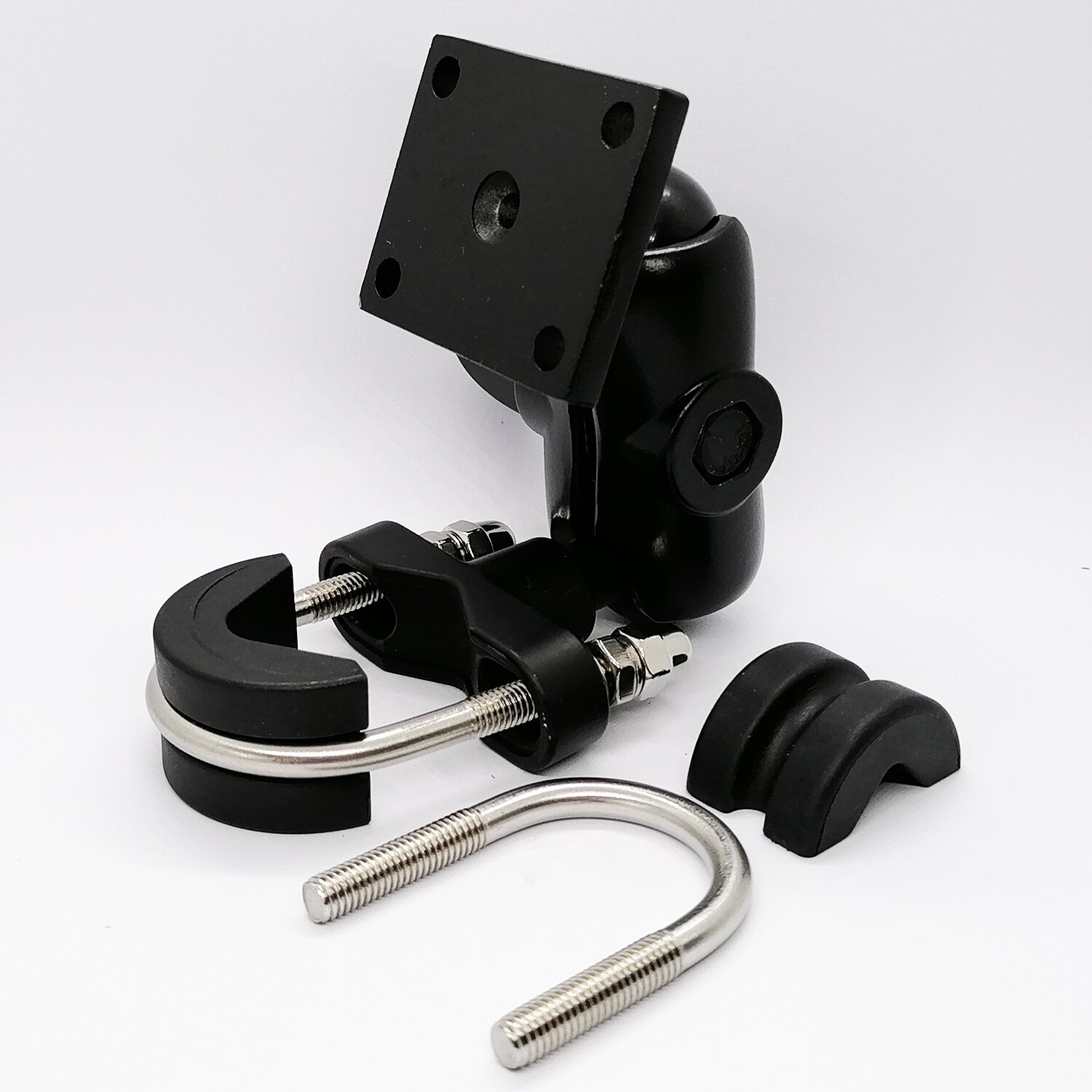 Heavy Duty Aluminum Alloy Motorcycle Handlebar Rail Mount for GPS with U Bolt Base 6 CM Double Socket Arm and AMPS Hole Pattern: Without Lock