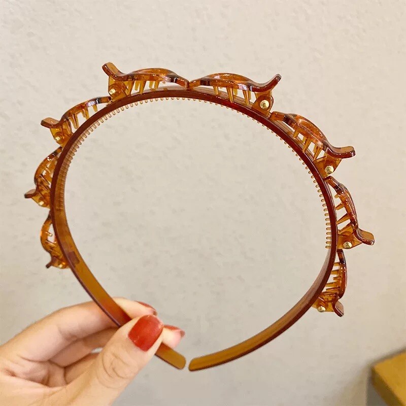 Sort flette hårklemme luftvævet hoved bøjle stylingværktøj mænd kvinder sport pandebånd dobbelt pandehår frisure make up hårnåle: 7