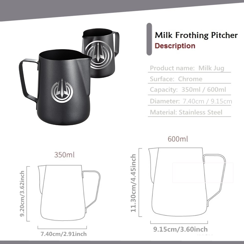 Milk Frothing Pitcher Milk Frothing Jug Stainless Steel Coffee Creamer Non-stick Coating Frothing Black Jug Espresso Machine