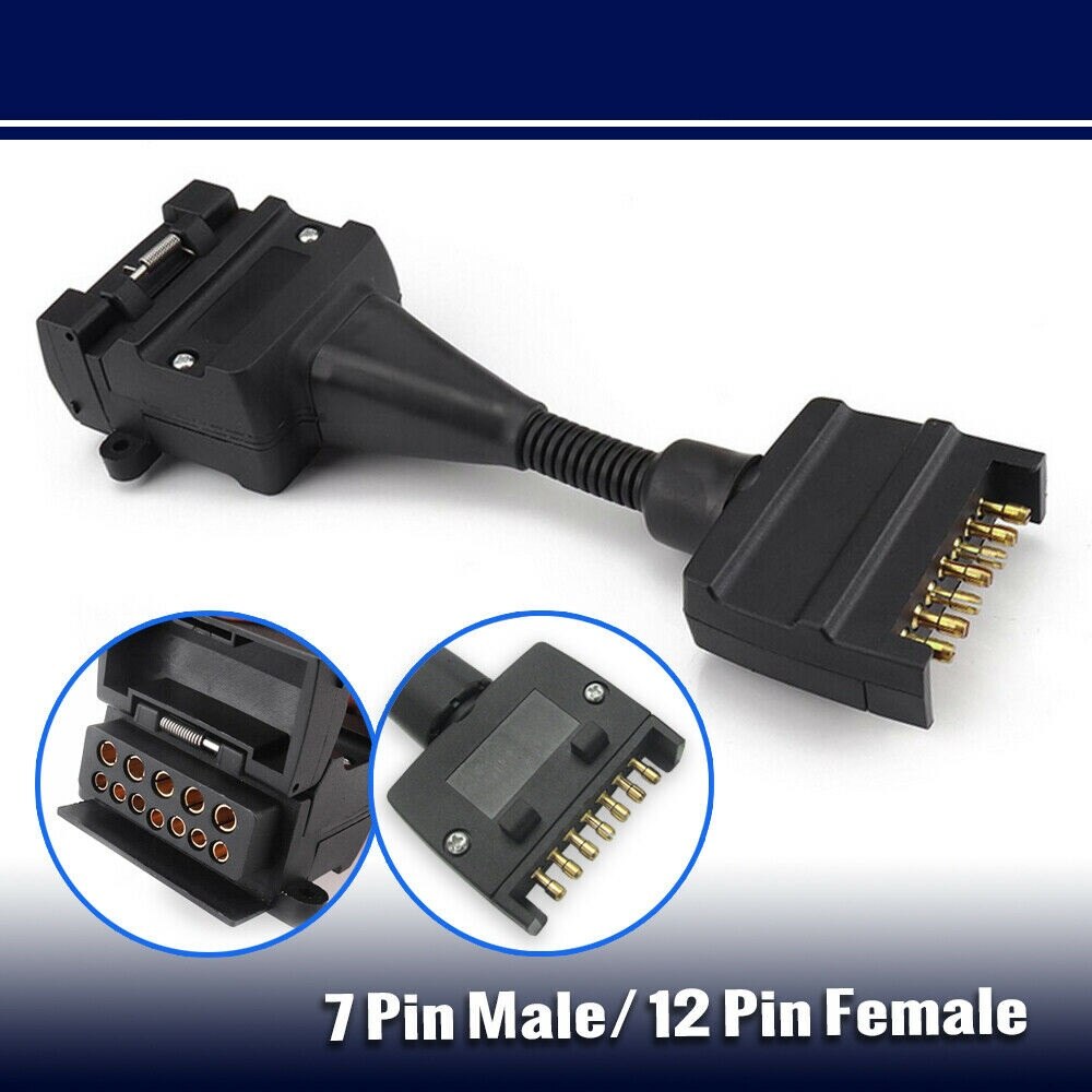 12-Pin Female Socket To 7-Pin Flat Plug Trailer Adapter Caravan Wiring Connector Plug Receptacle Hardware