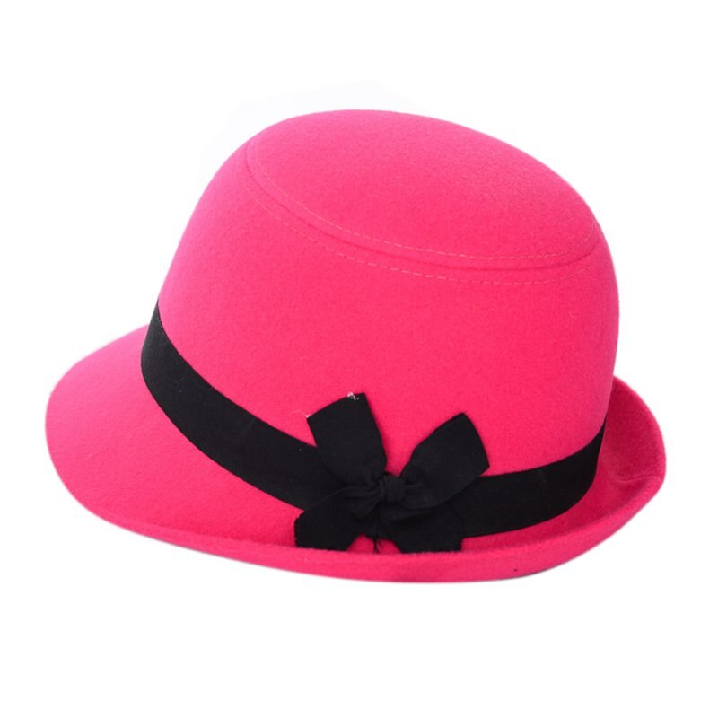 Women Girl Retro Bowknot Beach Felt Wool Fedora Hats Bowler Derby Baseball Caps ZM14s