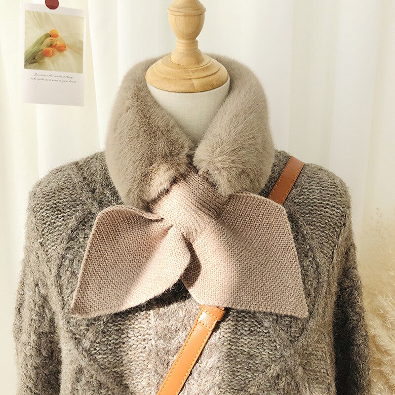 Écharpe de cou Imitation de cheveux de lapin, chaude, en peluche épaisse, silencieux, Collocation de tissu, nouvelle Version coréenne, hiver: Brun foncé