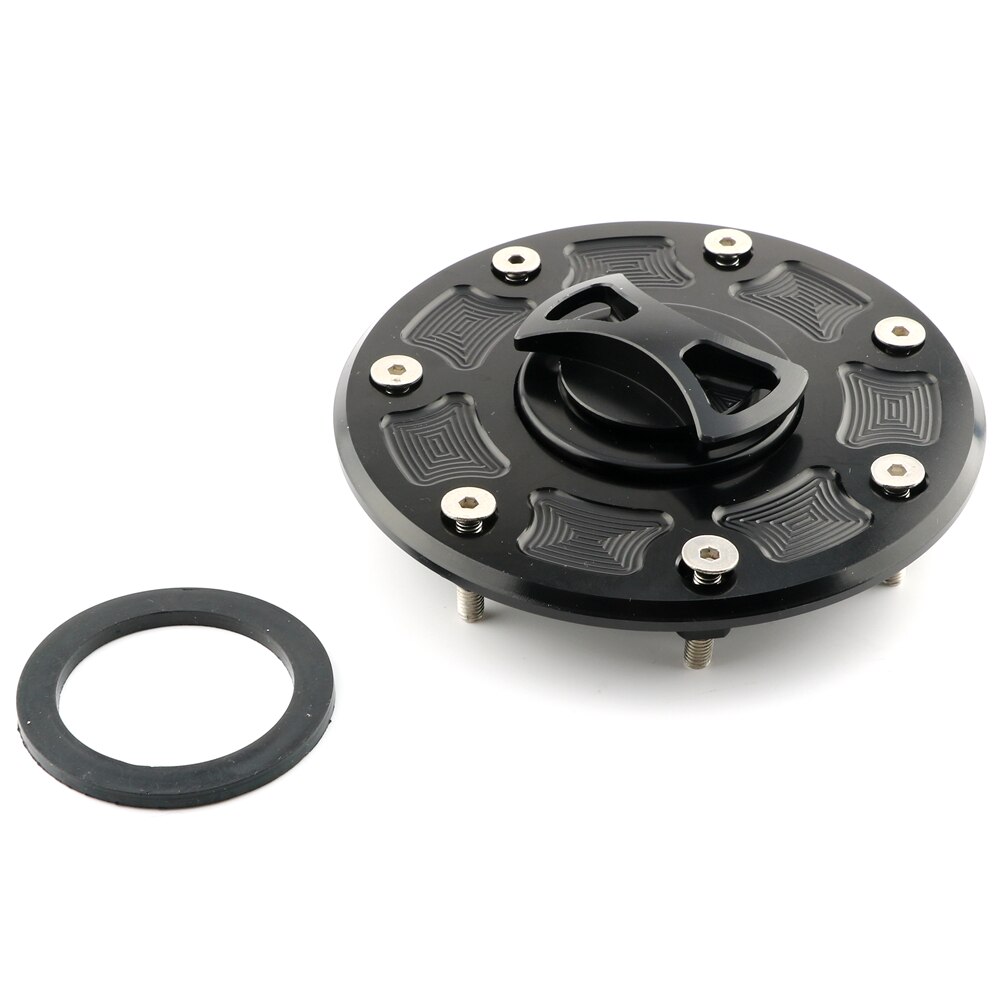 CNC Motorcycle Gas Cap Oil Fuel Tank Cover For KAWASAKI ZXR-250 ZXR-400 ZXR-750 ZG1000 Concours ZX-11 ZRX1100 ZX600 ZZR600: Black