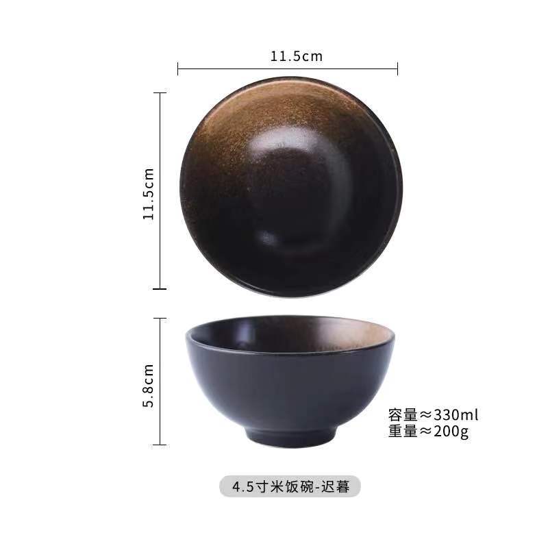 Japonês tigela de cerâmica casa arroz macarrão tigela sopa comer pequenas tigelas talheres conjunto retro criativo comer tigela: D