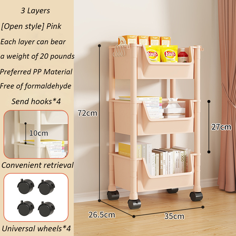 Trolley Boekenplank Verplaatsbare Boekenplank Mobiele Keuken Opbergrek Multi-Layer Opslag Shelve Met Wielen Snackkar Opbergrek: Blauw
