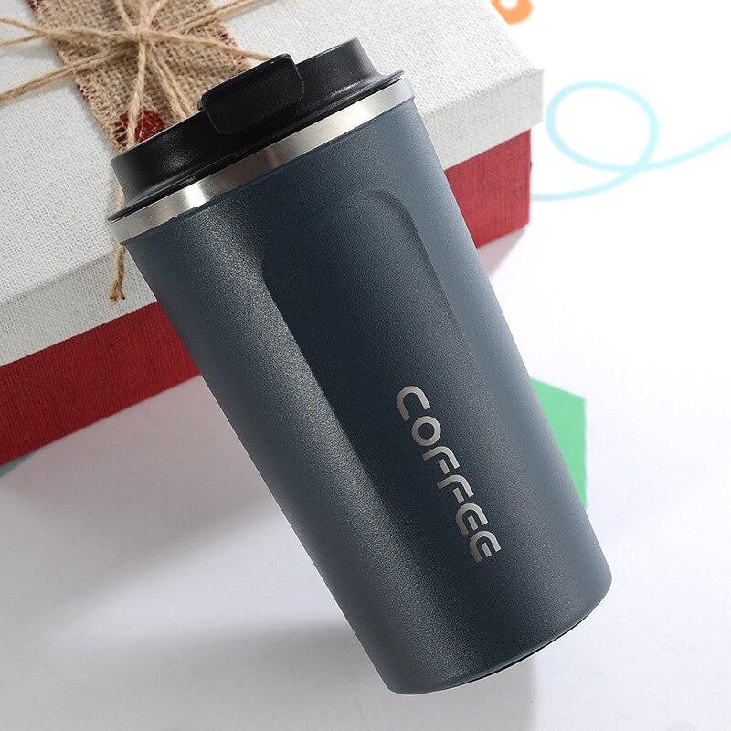 Thermos Coffee Mug Cup 304 Stainless Steel Insulated Tumbler Vacuum Thermos Cup Travel Cup for Cold Ice Drinks: 380ml / Navy coffee