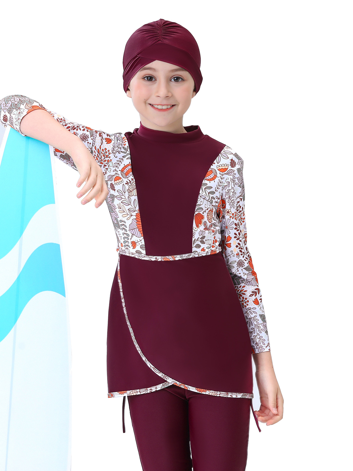 2023 mädchen Muslimischen Swimwears Islamischen Kinder 3 stücke Badeanzüge kinder Modest Strand Tragen Schwimmen Schwimmen Caps Burkini Für Mädchen