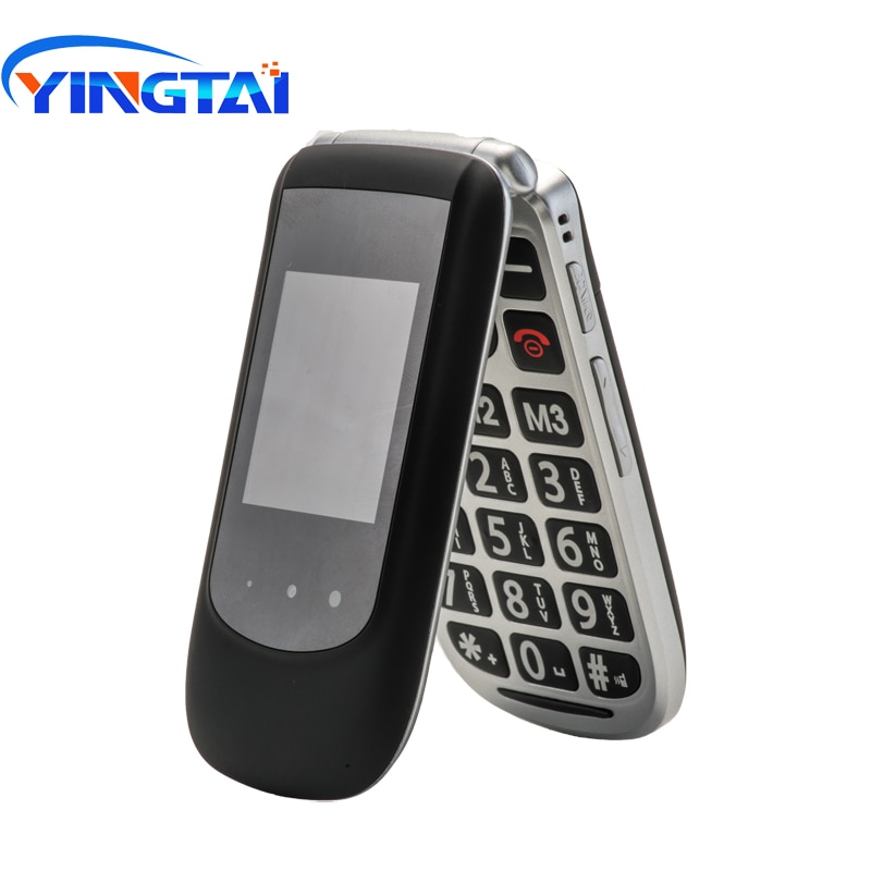 Vibrazione Del Telefono Mobile YINGTAI T09 GSM Dual Screen Senior Telefono per Anziani Caratteristica di SOS A Conchiglia Cellulare Con Caricabatteria Da Tavolo