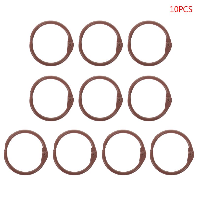 10pcs Metal Loose Leaf Binder Ring Book Hoops DIY Albums School Office Supplies Craft: Brown