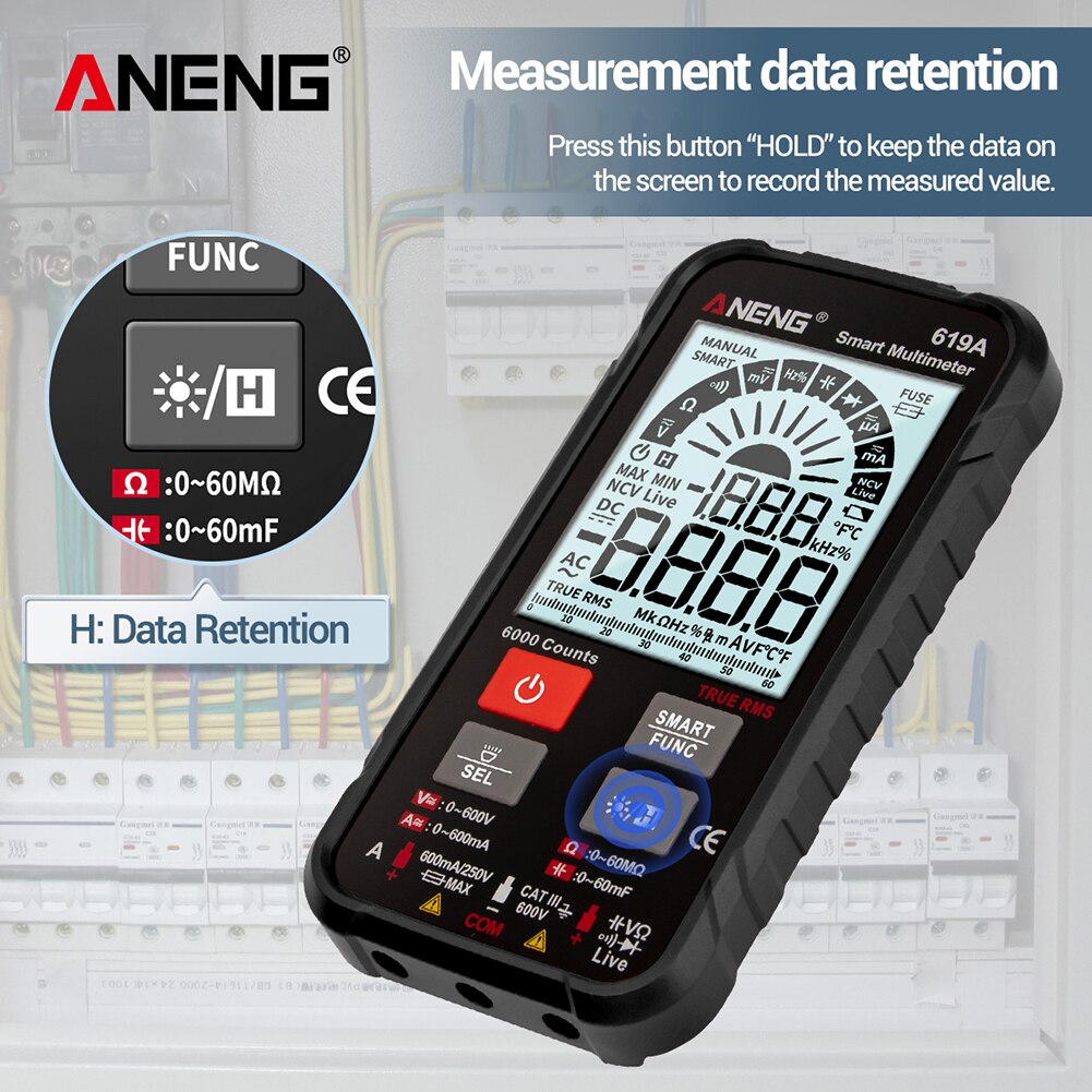 ANENG 619A Digital Multimeter Esr Meter Testers Automotive Electrical Dmm Transistor Peak Tester Meter Capacitance Meter